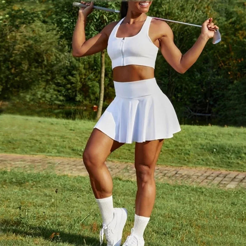 Women’s High Waist Tennis Skort with Shorts