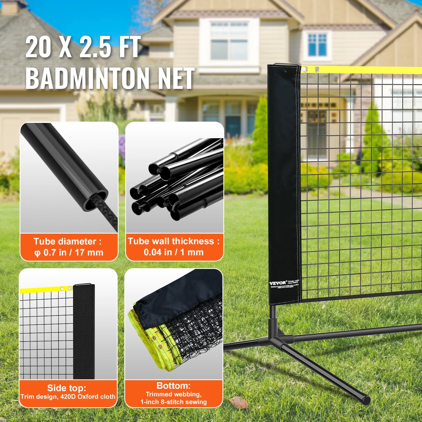 VEVOR 20FT Adjustable Badminton & Volleyball Net Set