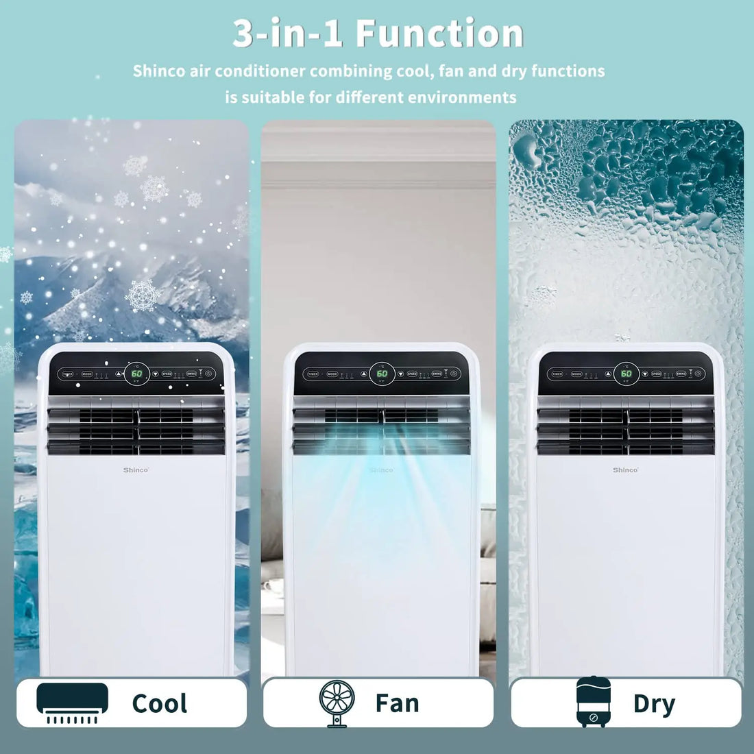 Shinco 12,000 BTU Portable Air Conditioner – 3-in-1 AC Unit