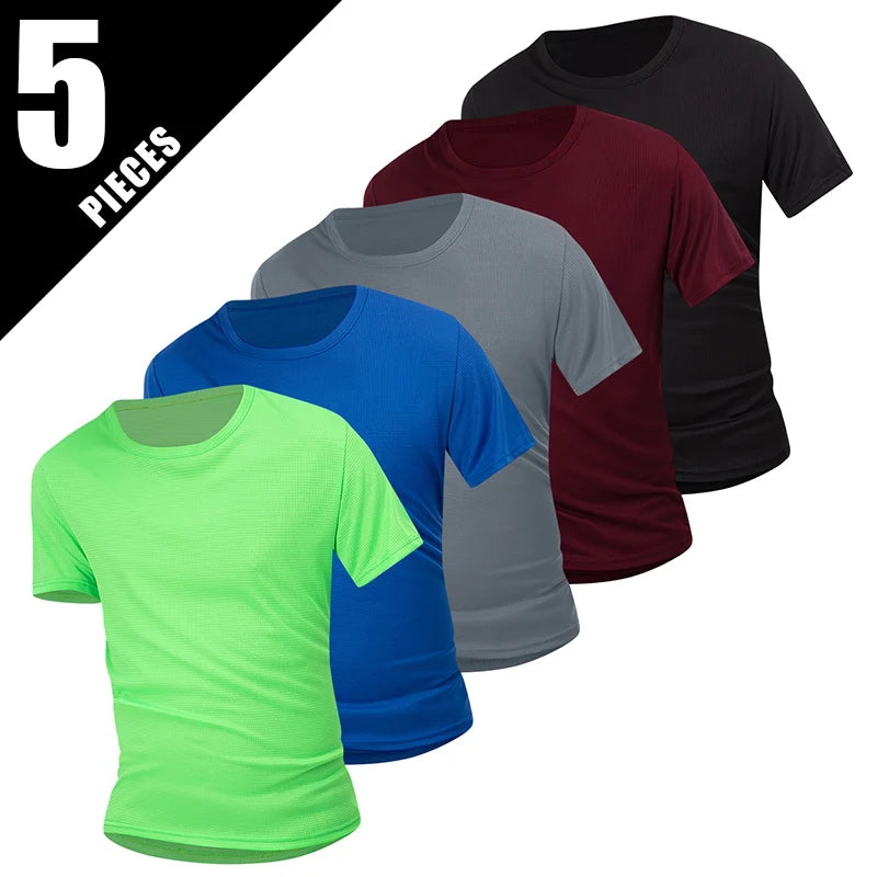 Men’s Waffle Knit Sports T-Shirt – Solid Color Fitness & Running Top (1/5 Pcs)