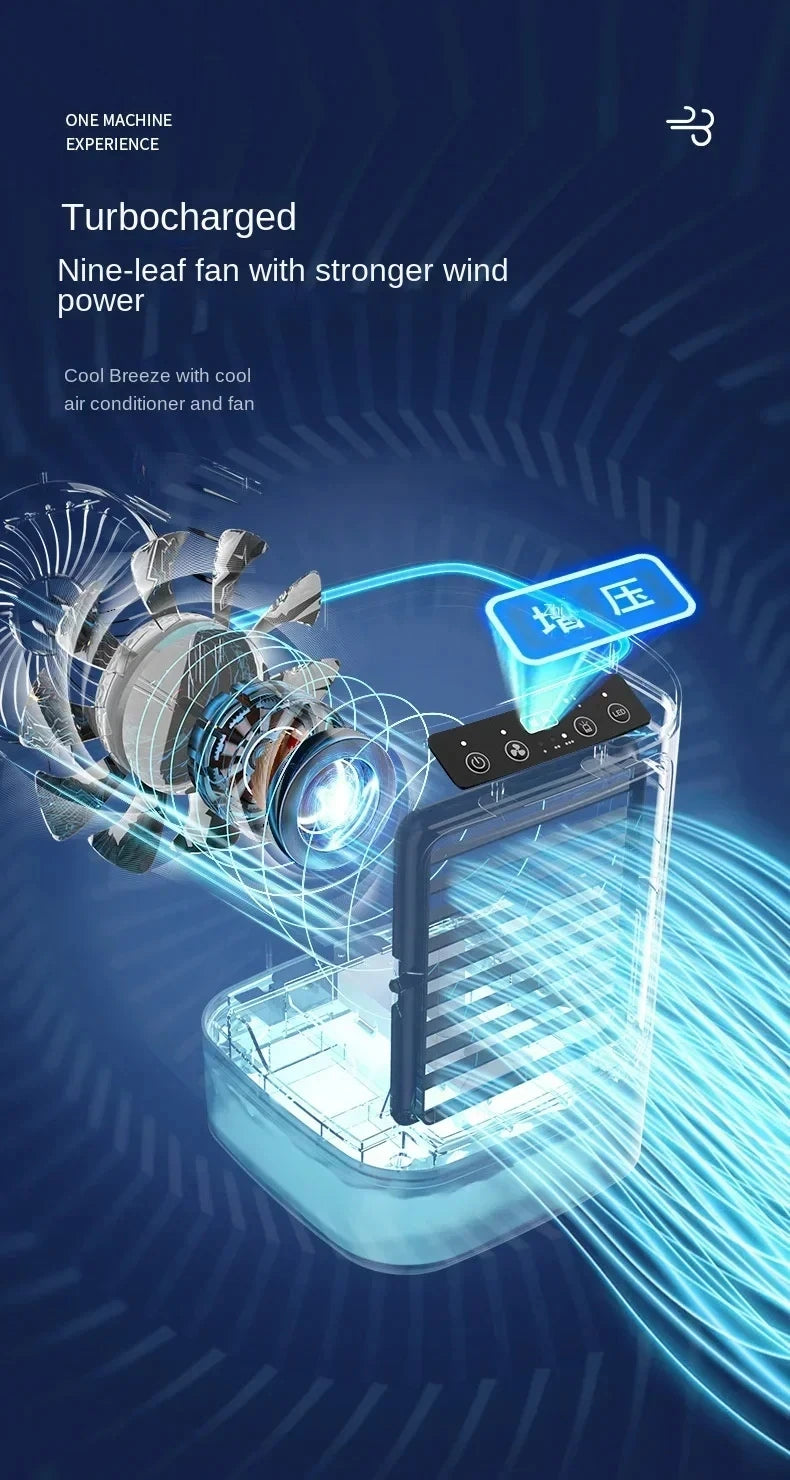 Portable Desktop Air Cooler Fan – Dual Spray & Night Light