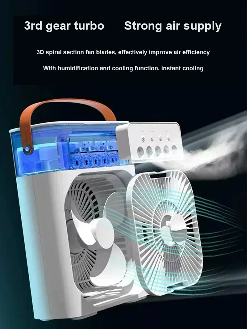 3-in-1 Portable Air Cooler Fan – Mini AC, Humidifier & LED Night Light