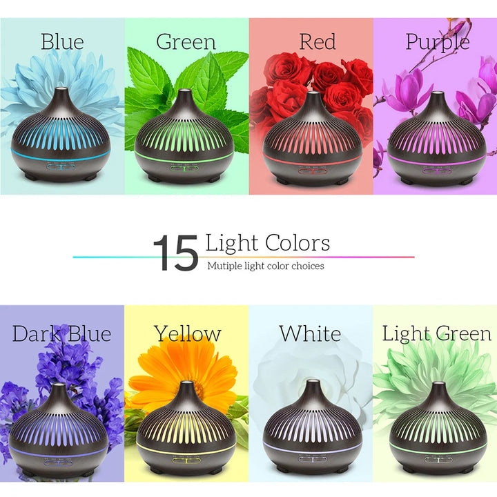500ML Wood Grain Aromatherapy Diffuser with Remote