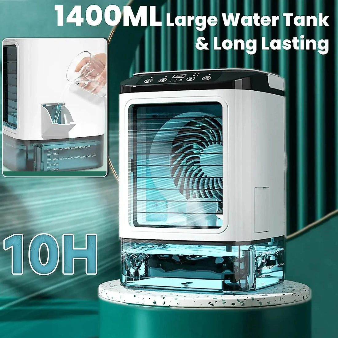 Portable Desktop Air Cooler Fan – Dual Spray & Night Light