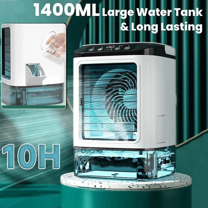 Portable Desktop Air Cooler Fan – Dual Spray & Night Light
