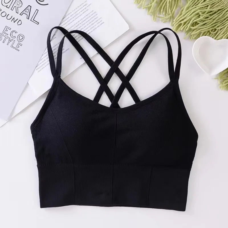 Women’s Cross-Back Push Up Sports Bra – Yoga & Fitness Tank Top