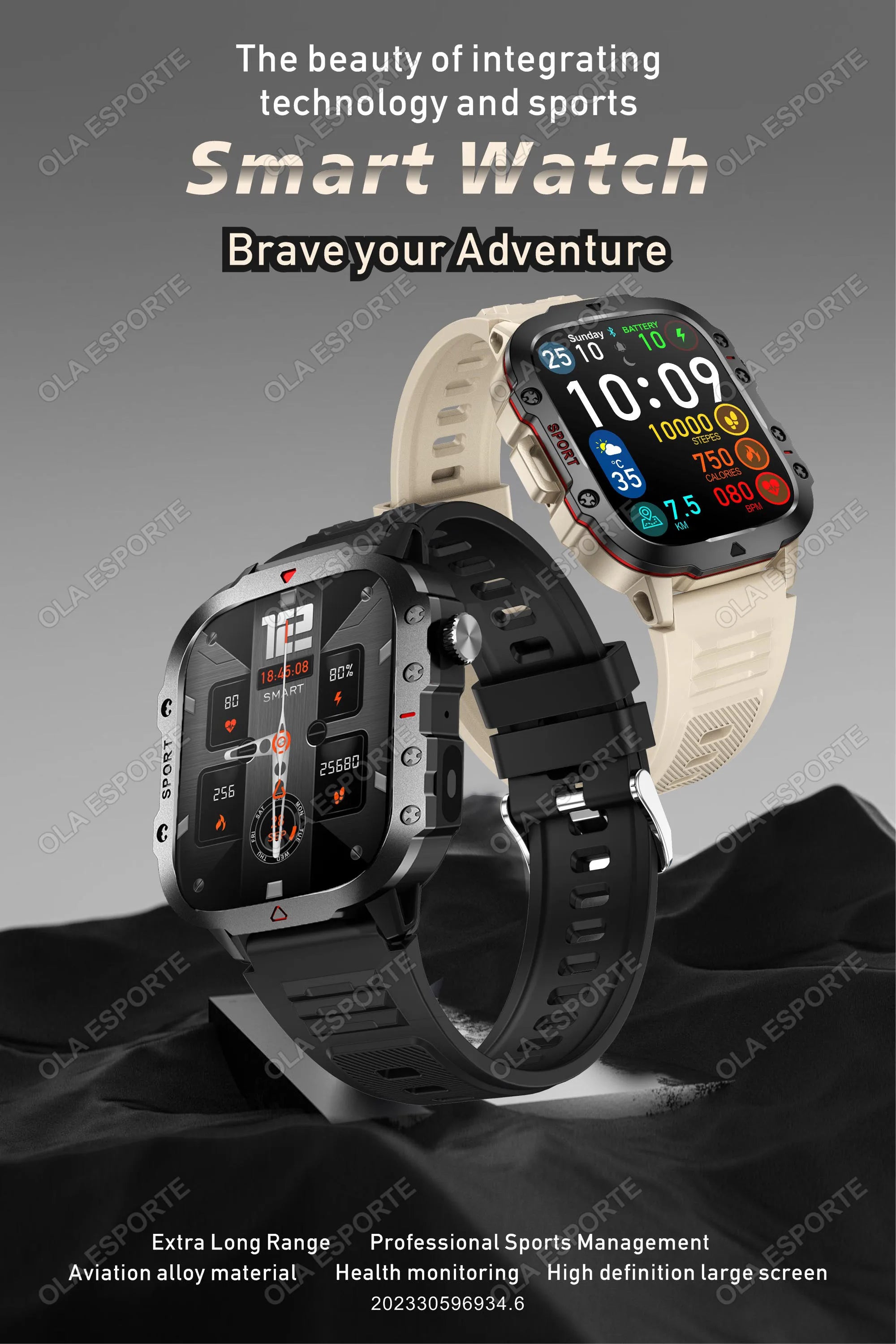 Military GPS Smartwatch – Waterproof Outdoor Sport Tracker with Flashlight & Compass