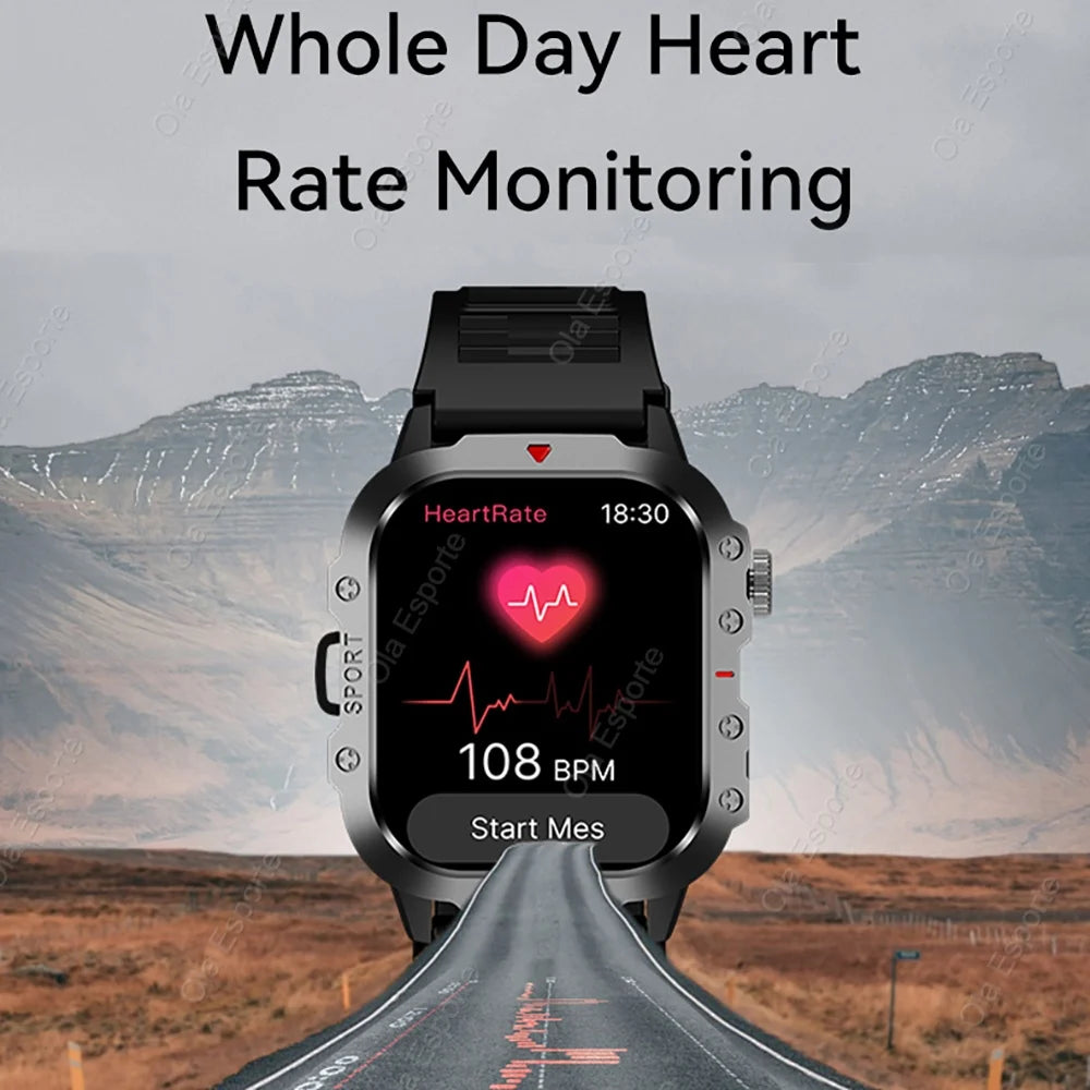 Military GPS Smartwatch – Waterproof Outdoor Sport Tracker with Flashlight & Compass