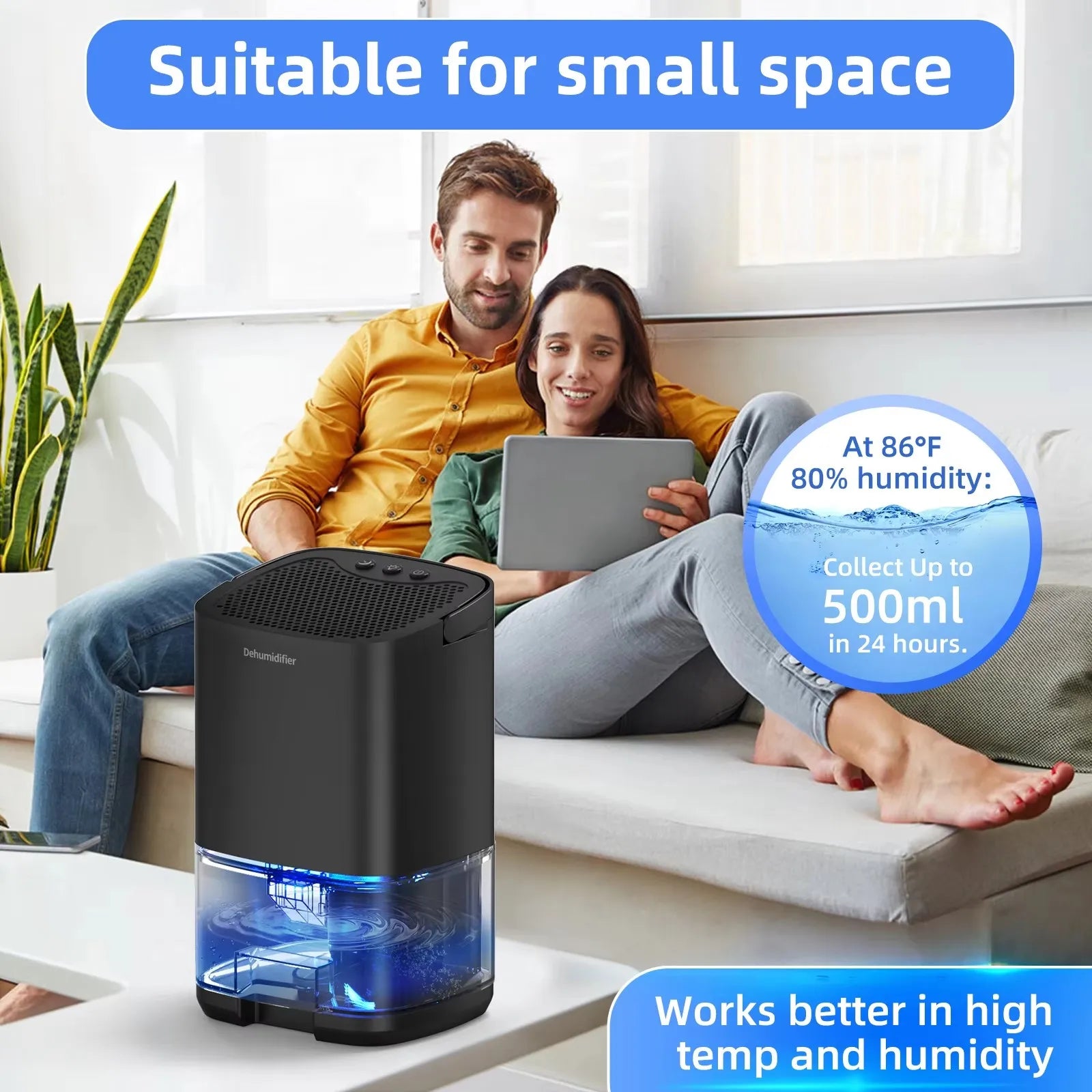 Portable Air Dehumidifier – Quiet Home & Office Moisture Absorber