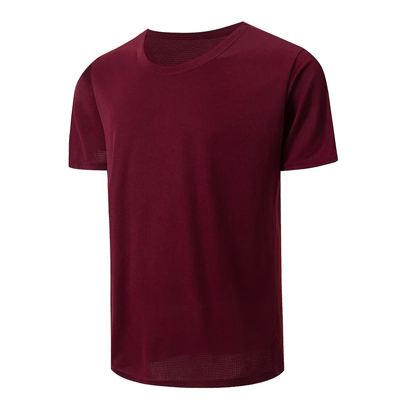 Men’s Waffle Knit Sports T-Shirt – Solid Color Fitness & Running Top (1/5 Pcs)