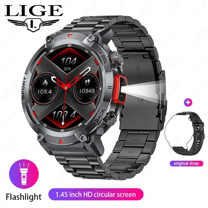 LIGE Flashlight Outdoor Smartwatch for Men