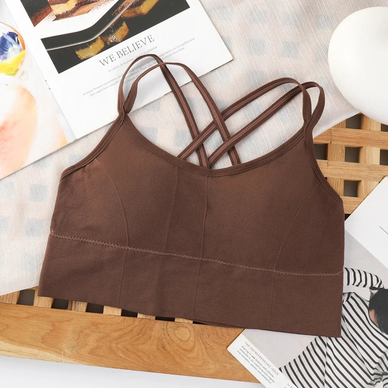 Women’s Cross-Back Push Up Sports Bra – Yoga & Fitness Tank Top