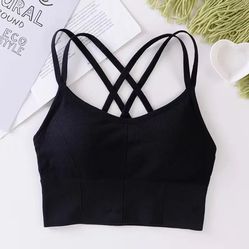 Women’s Cross-Back Push Up Sports Bra – Yoga & Fitness Tank Top