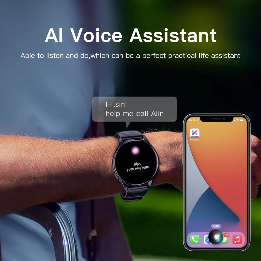 KUMI GW5 1.39" Smartwatch with Liveness Detection