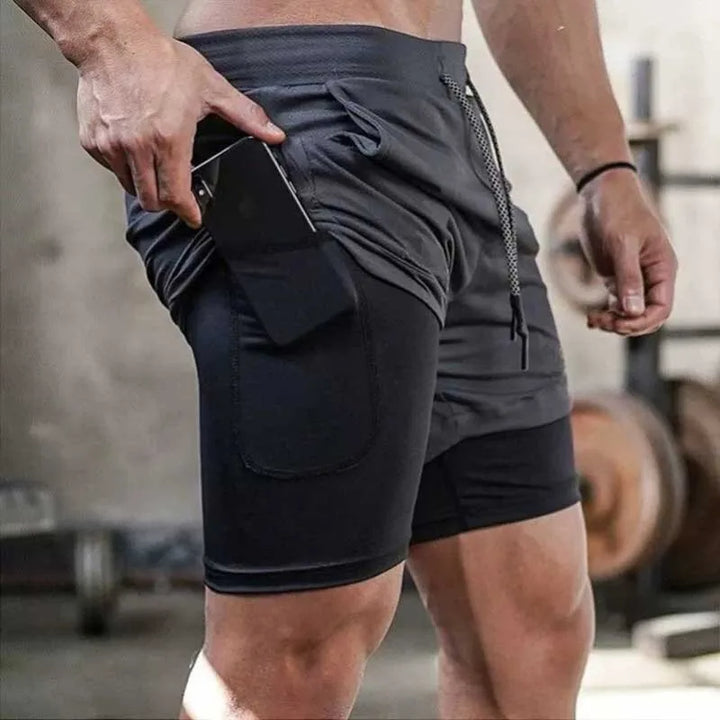 Men’s 2-in-1 Camo Running Shorts – Quick-Dry Gym & Fitness Wear
