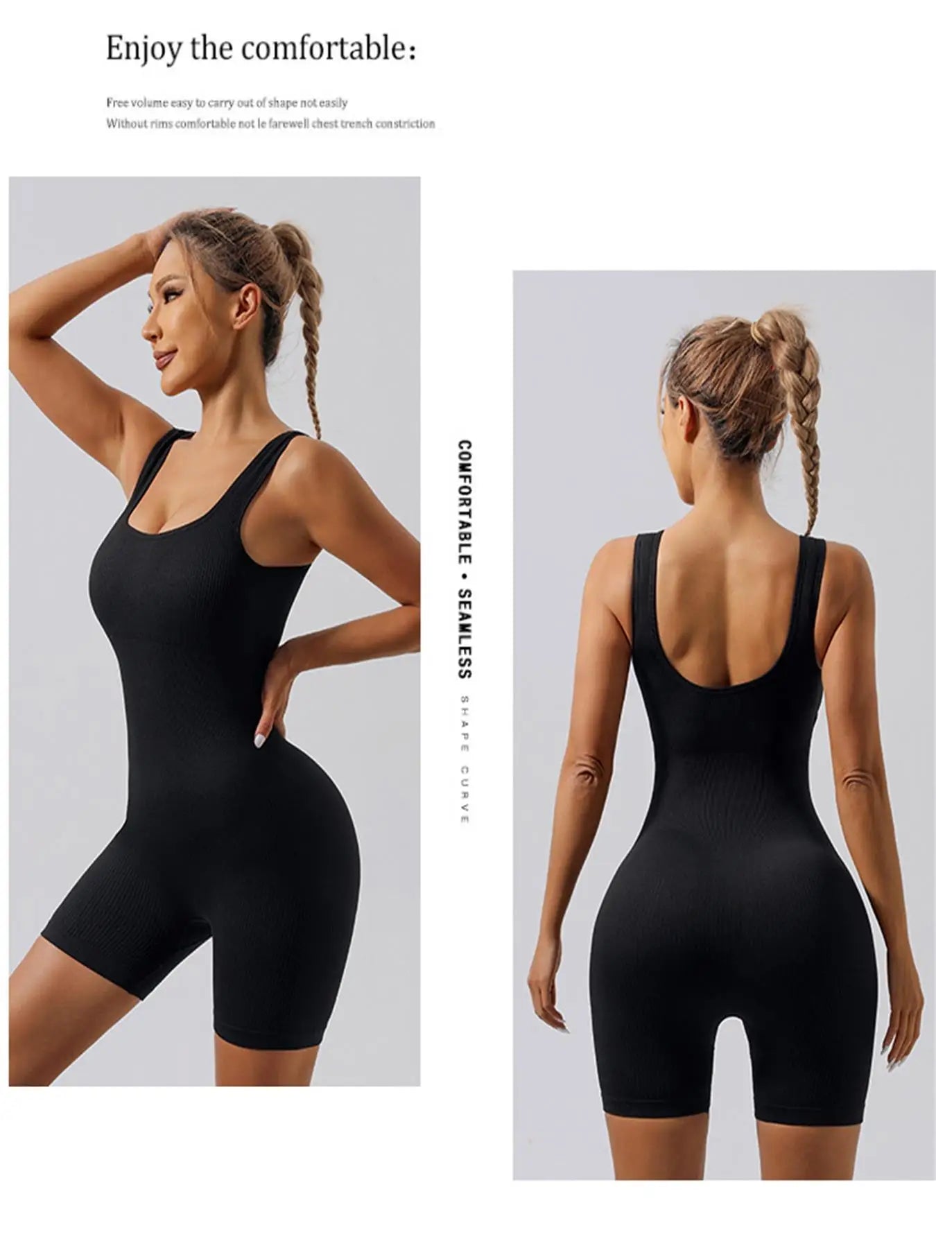 Women’s Seamless One-Piece Yoga Bodysuit – Push Up Fitness Jumpsuit