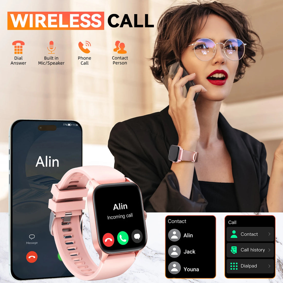 LaNikar QS56 Smartwatch 1.83" Bluetooth Call
