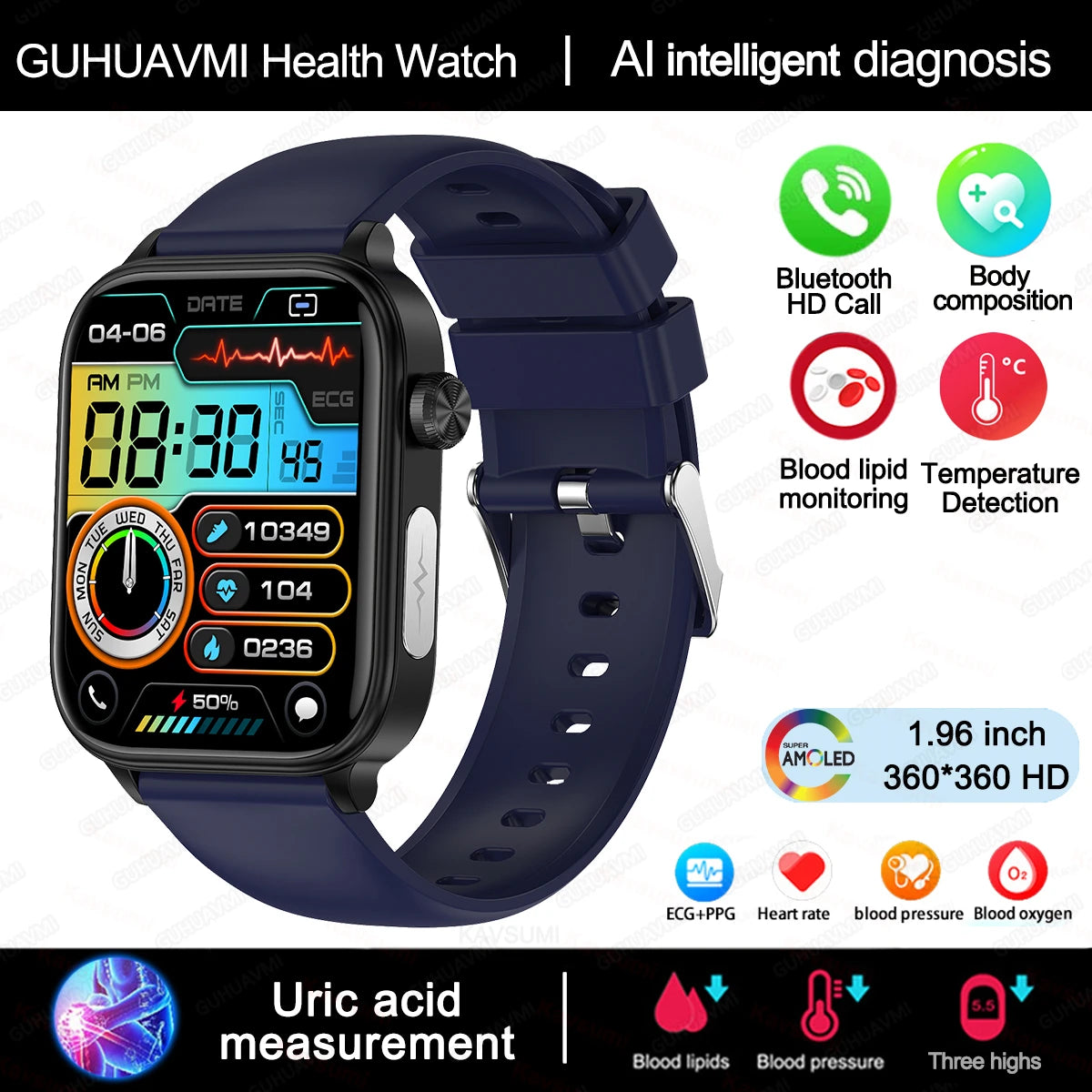 2025 ECG+PPG Smartwatch with Health Monitoring