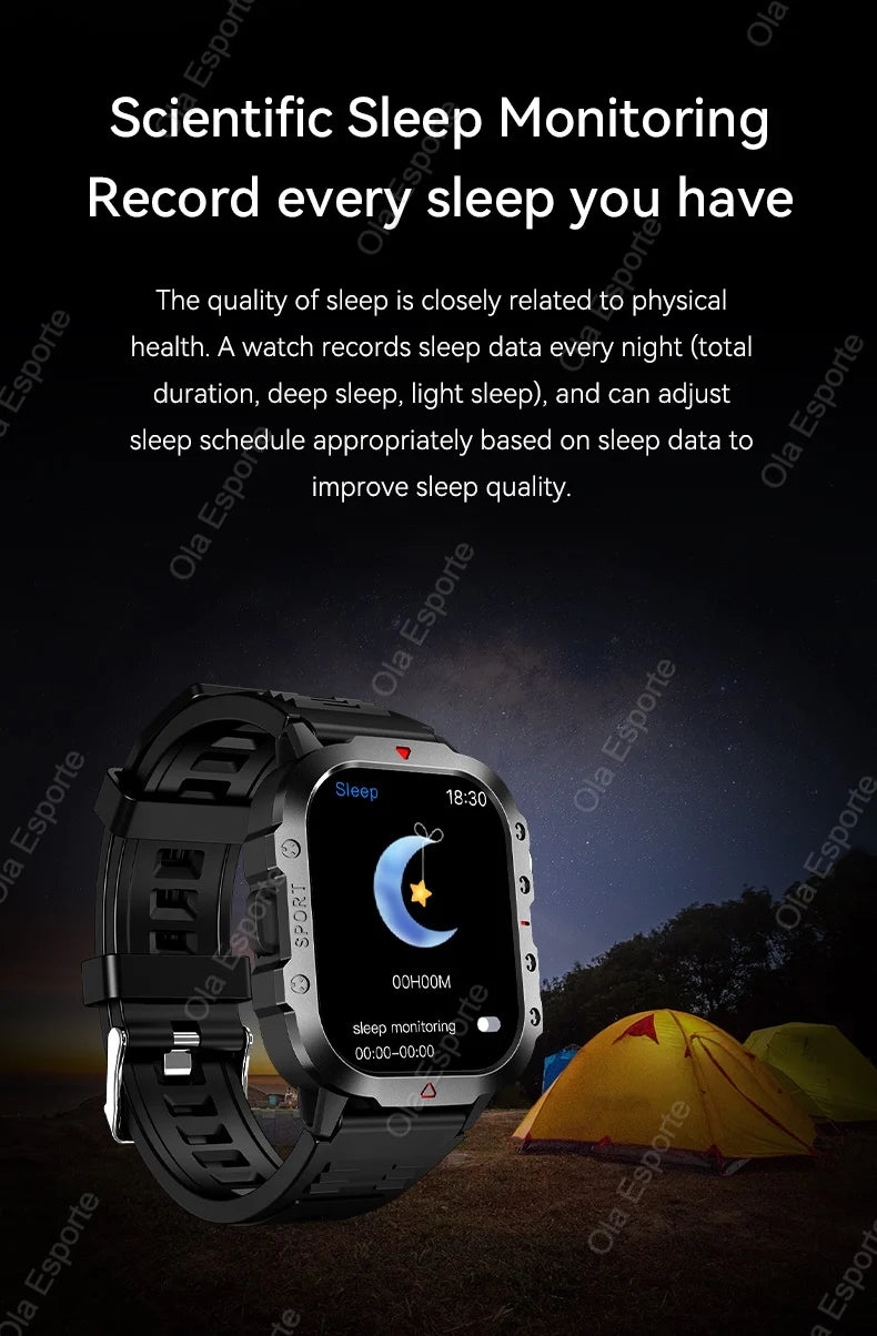 Military GPS Smartwatch – Waterproof Outdoor Sport Tracker with Flashlight & Compass