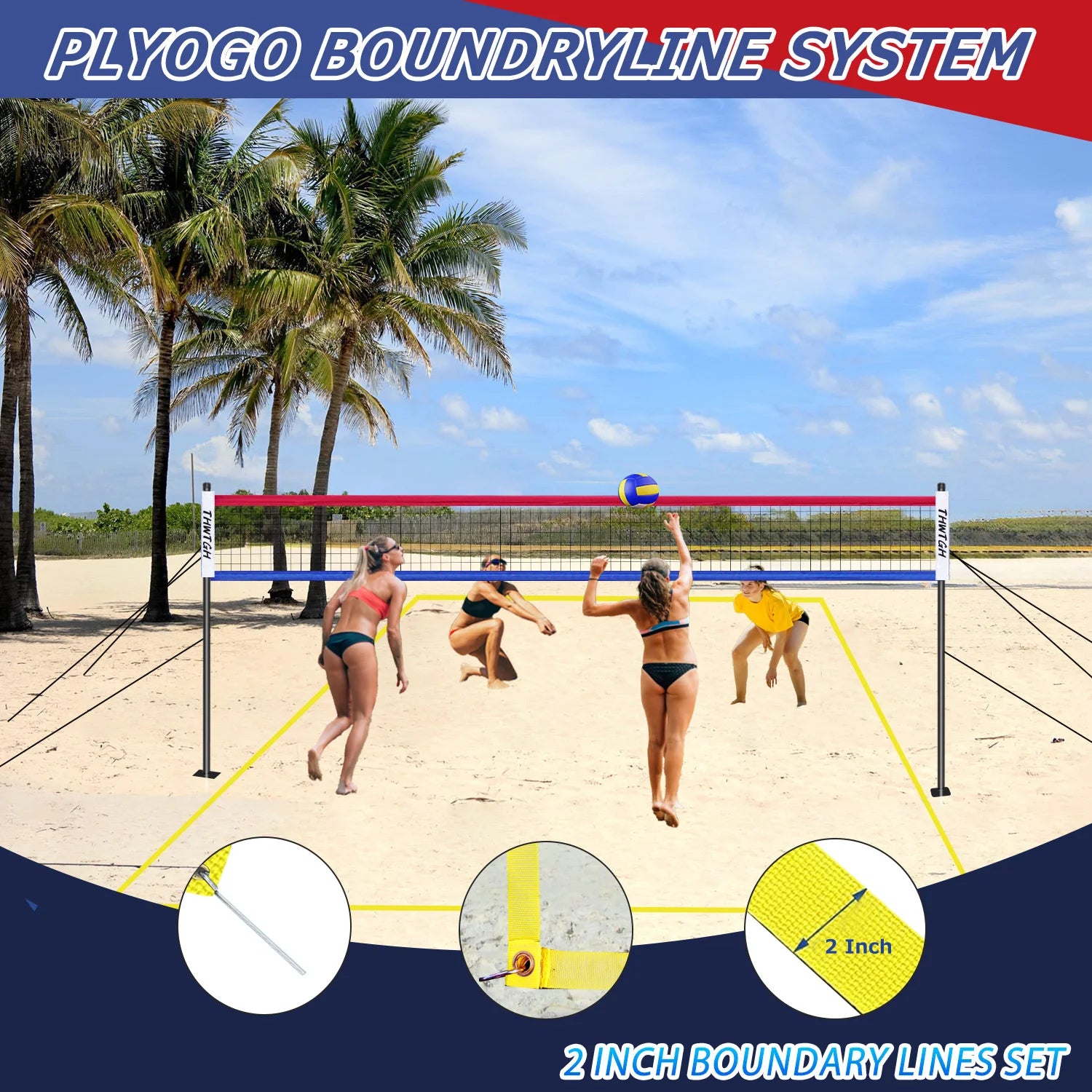 Portable Outdoor Volleyball Net Set with Adjustable Poles
